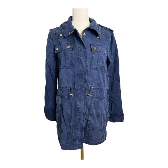 Michael Kors Blue Lyocell Womens Coat Jacket lightweight transition Fall XS Soft - Picture 1 of 8